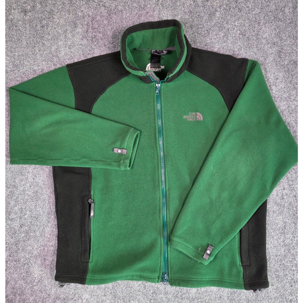 The North Face Fleece Jacket Mens L Green Black Full Zip Denali Style Outdoor